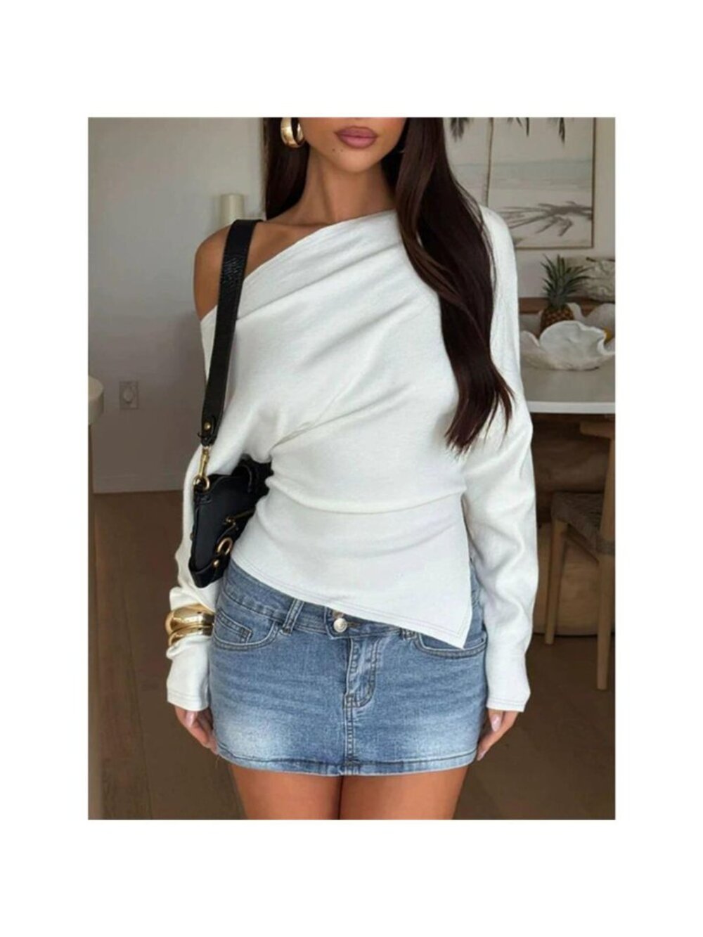 One Shoulder Long Sleeve T-Shirt